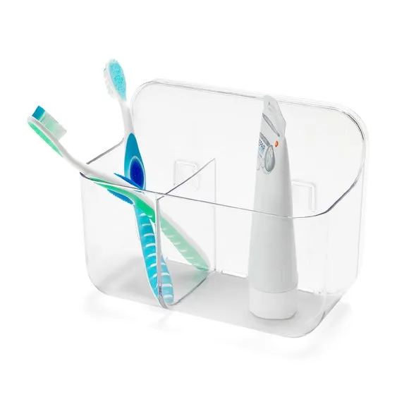 Wall-Mount Toothbrush Caddy - Clear, Acrylic