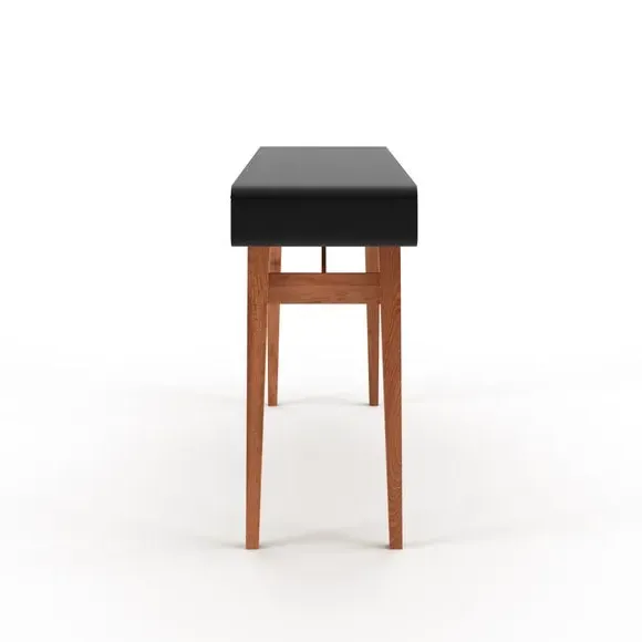 3-Drawer Desk with Curved Edges - Brown