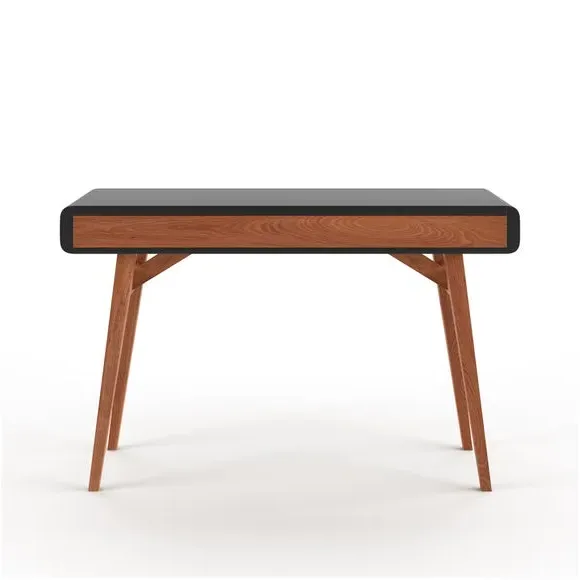 3-Drawer Desk with Curved Edges - Brown