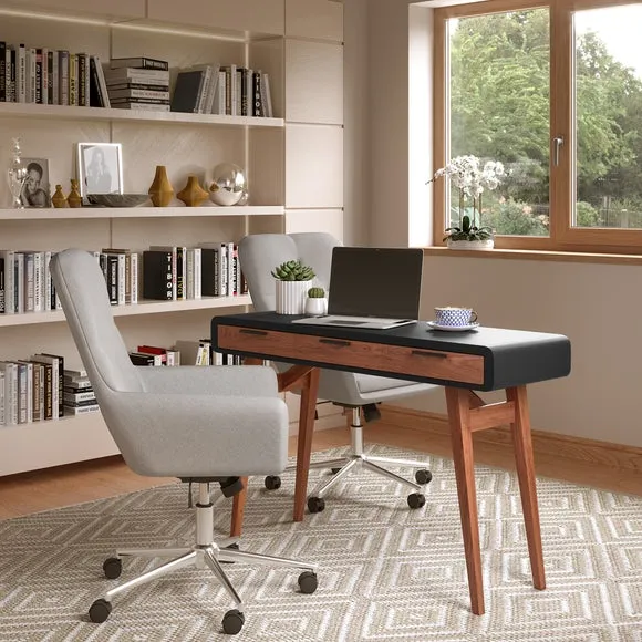 3-Drawer Desk with Curved Edges - Brown image