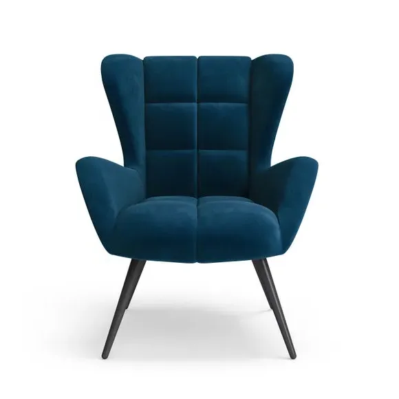Accent Chair with Metal Frame - Blue, Velvet