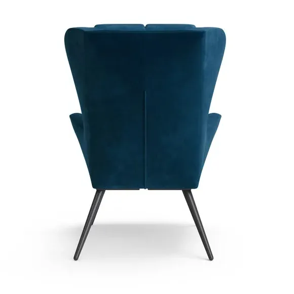 Accent Chair with Metal Frame - Blue, Velvet