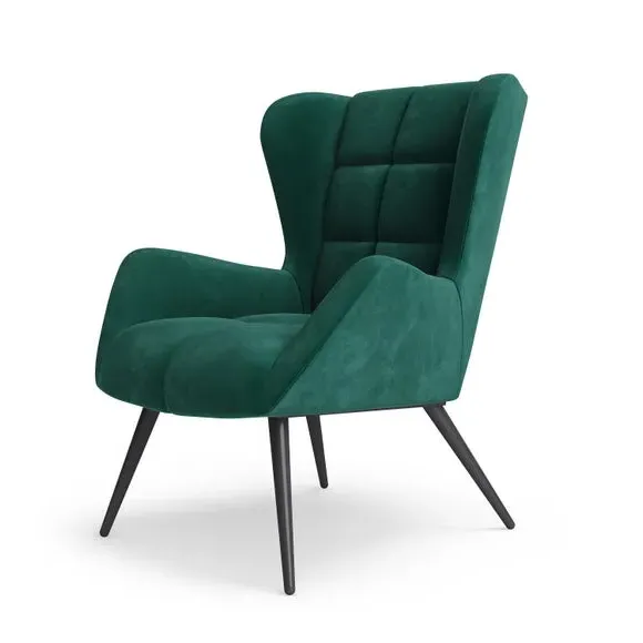 Accent Chair with Metal Frame - Green, Velvet