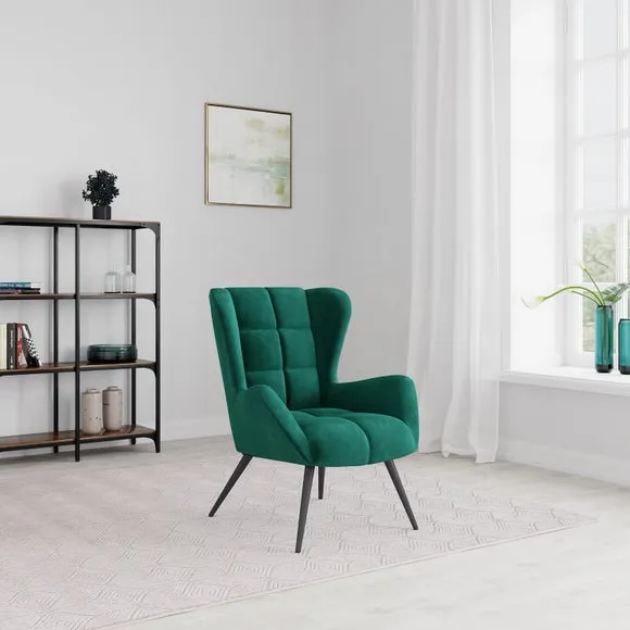 Accent Chair with Metal Frame - Green, Velvet
