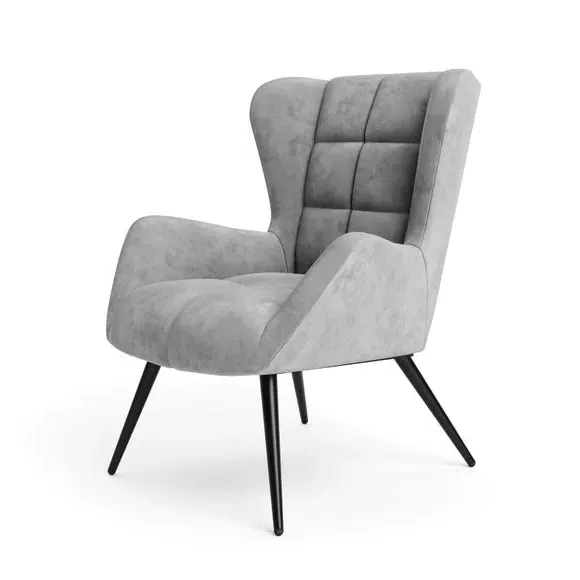 Accent Chair with Metal Frame - Grey, Velvet