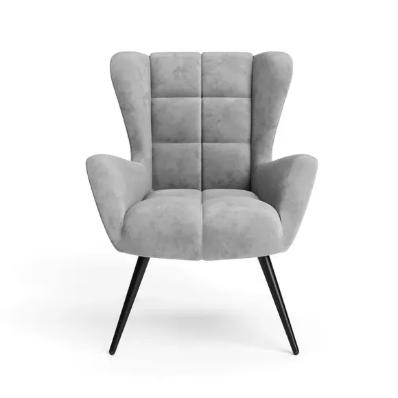 Accent Chair with Metal Frame - Grey, Velvet