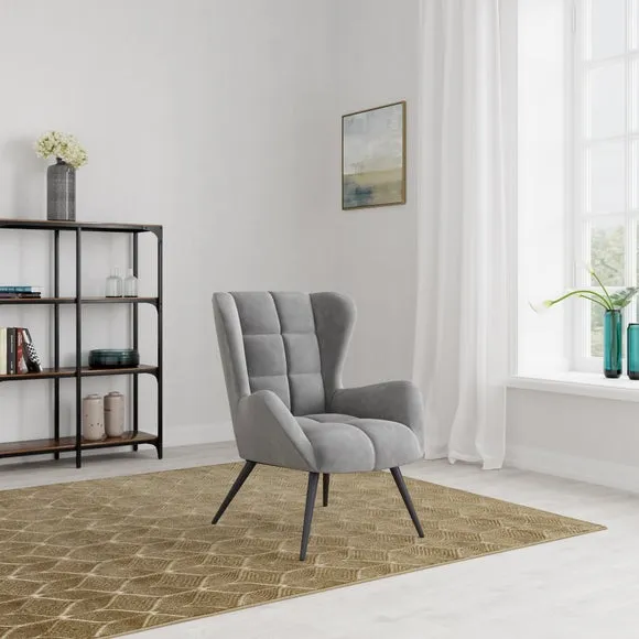 Accent Chair with Metal Frame - Grey, Velvet