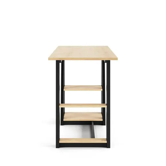 Compact Desk with Shelving - Black, Oak Effect