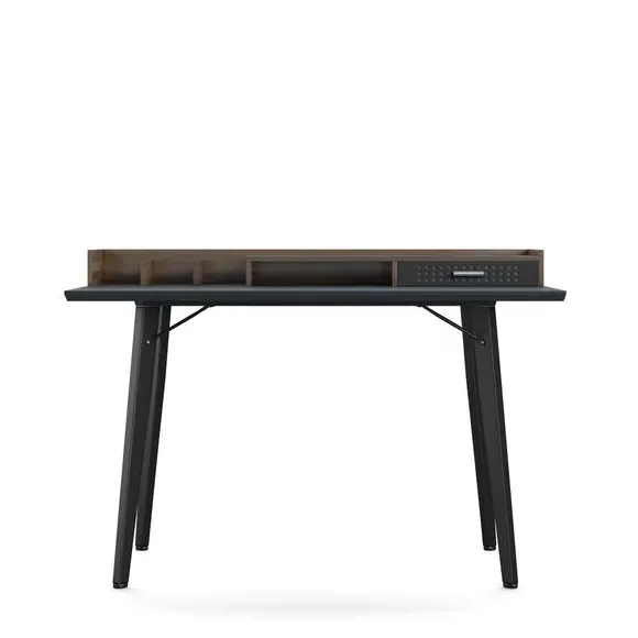 Compact Desk with Storage - Grey, Wood Effect