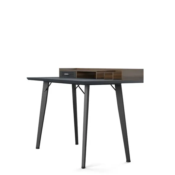 Compact Desk with Storage - Grey, Wood Effect