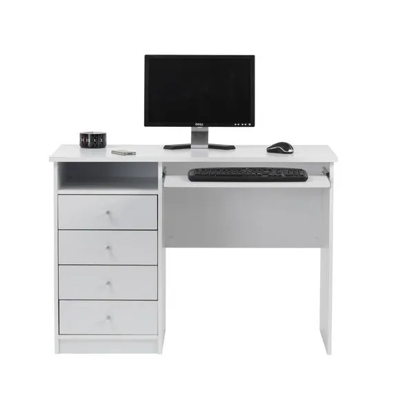Compact Desk with Storage - White