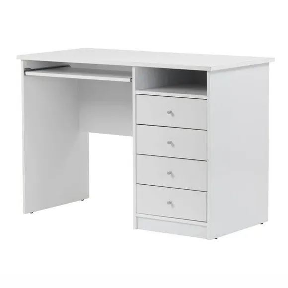 Compact Desk with Storage - White