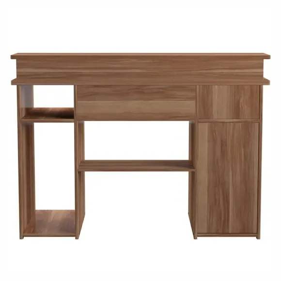 Computer Desk with Storage - Walnut, Wood Effect