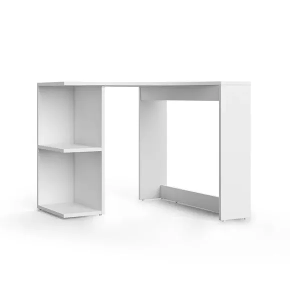 Corner Desk with Shelving - White