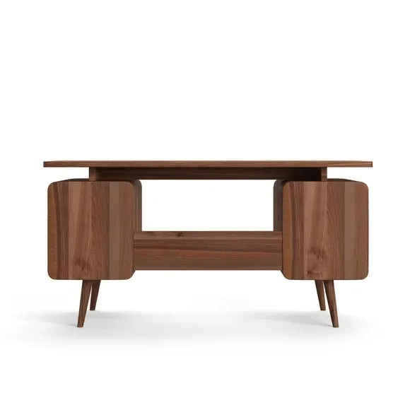 Desk with 6 Drawers - Natural, Mixed Wood