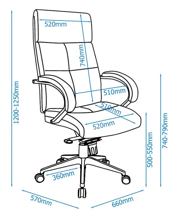 Executive Chair with Armrests - Grey, Fabric