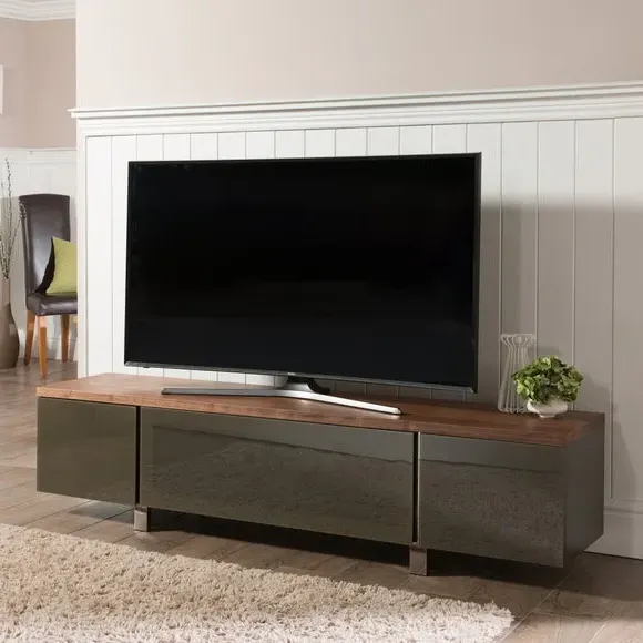 Extra Wide TV Unit with Glass Doors - Grey image