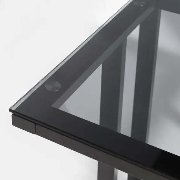 Glass Desk with Steel Frame - Grey