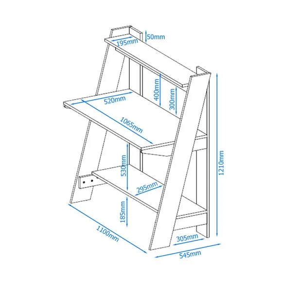 Ladder Desk with Storage - Brown
