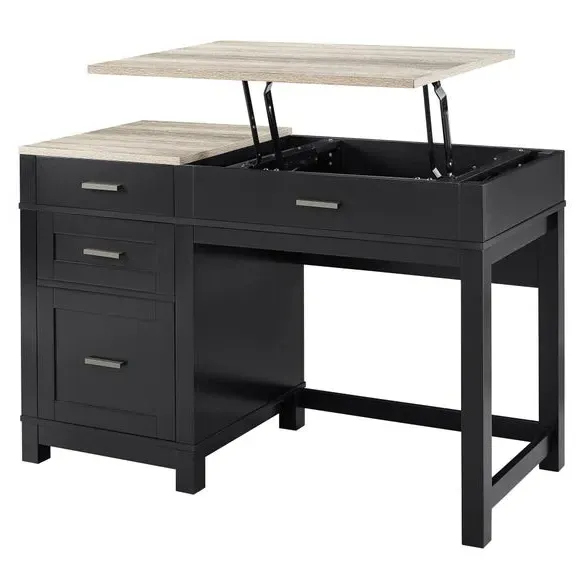 Lift-Top Desk with Storage - Black