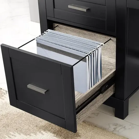 Lift-Top Desk with Storage - Black
