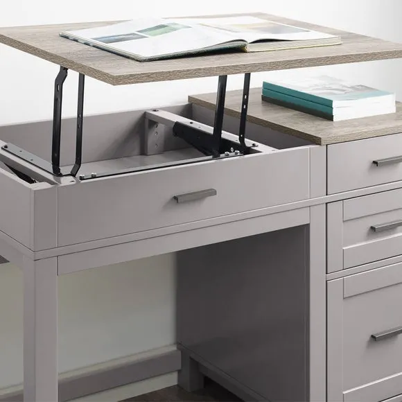 Lift-Top Desk with Storage - Grey
