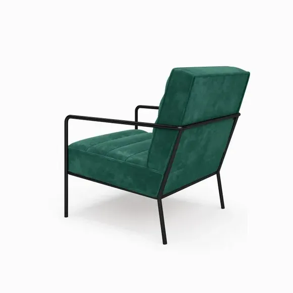 Metal Arm Accent Chair - Green, Velvet