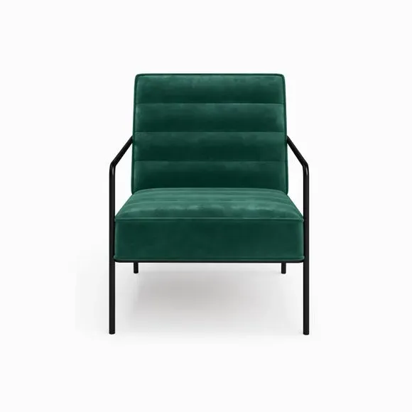 Metal Arm Accent Chair - Green, Velvet