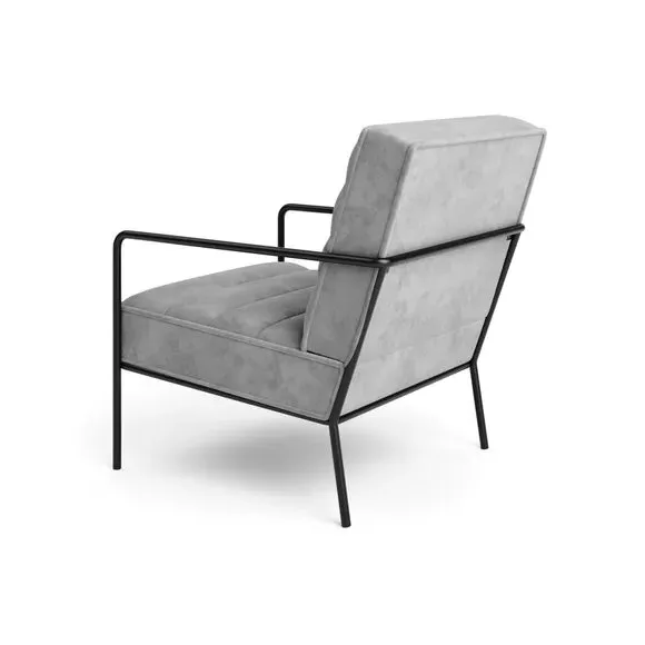 Metal Arm Accent Chair - Grey, Velvet