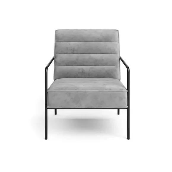 Metal Arm Accent Chair - Grey, Velvet