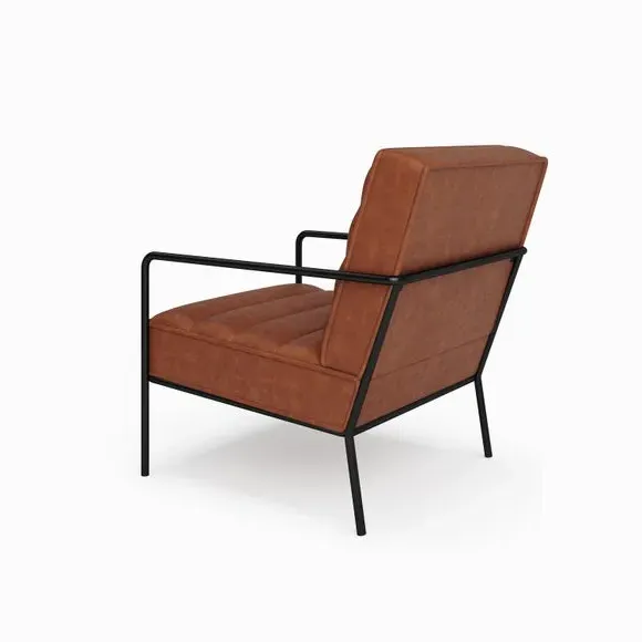 Metal Arm Accent Chair - Rust, Faux Leather