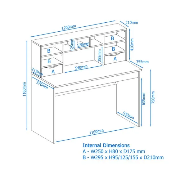 Office Desk with Storage - Brown, Wood