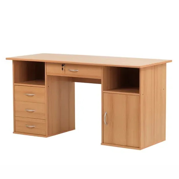Traditional Desk with Storage - Beech, Wood