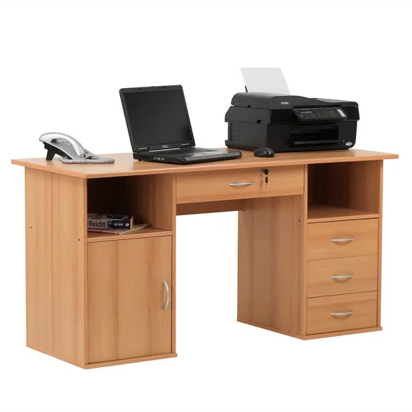 Traditional Desk with Storage - Beech, Wood