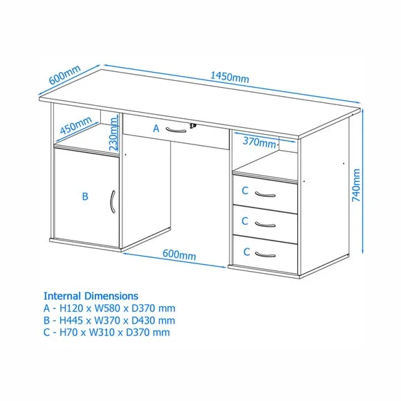 Traditional Desk with Storage - Beech, Wood