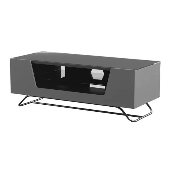 TV Unit with Glass Door - Grey, High Gloss