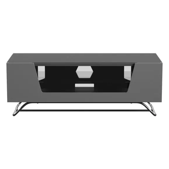 TV Unit with Glass Door - Grey, High Gloss image