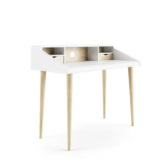Writing Desk with Storage - White, Oak