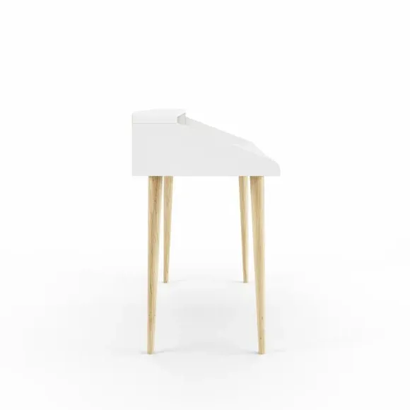 Writing Desk with Storage - White, Oak