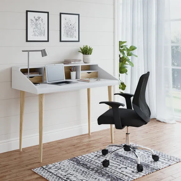 Writing Desk with Storage - White, Oak image