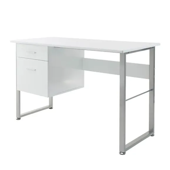 2-Drawer Desk - White, Metal Frame image