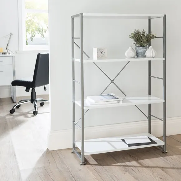 4-Tier Bookcase - White, Metal Frame image