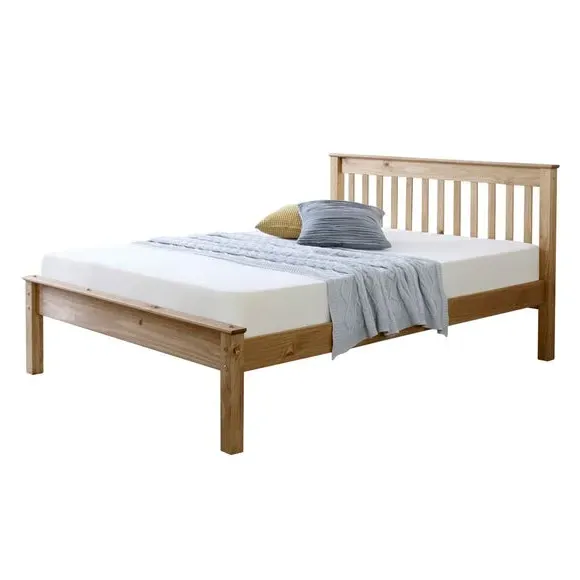 Bed Frame with Slatted Base - Wood, Pine