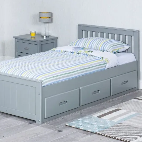 Single Storage Bed Frame - Light Grey, Pine image