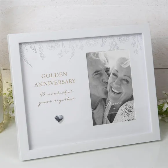 Anniversary Photo Frame - White, Wood
