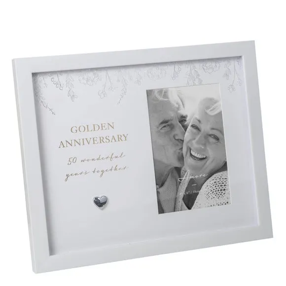 Anniversary Photo Frame - White, Wood