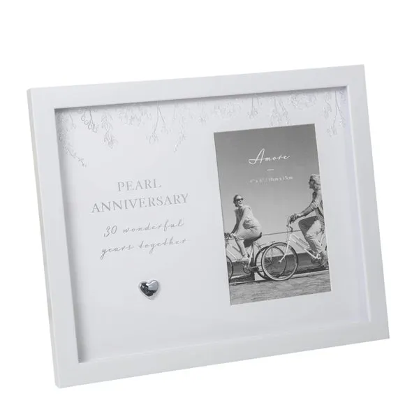 Pearl Anniversary Photo Frame - White, Wood image