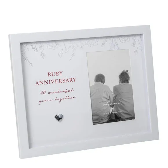 Photo Frame Ruby Anniversary - White, Wood image