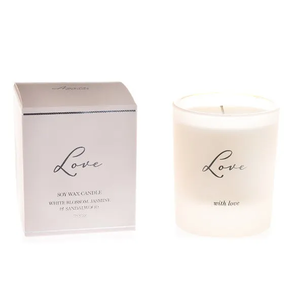 Scented Candle with Foiled Text - White, Soy Wax image