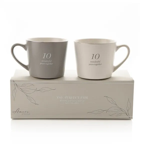 Set of 2 Anniversary Mugs - Grey, Stoneware image